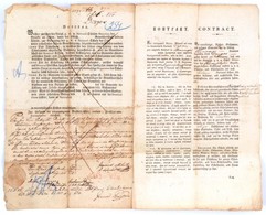 1820 Dorgos, Karánsebes Megye Tanítói Munkaszerződés Német és Román Nyelven, Aláírásokkal, Viaszpecséttel. - Otros & Sin Clasificación