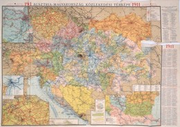 1911 Ausztria-Magyarország Közlekedési Térképe, Színes, Litografált Térkép, 1:1.500.000, 1912-es Naptárral. Wien, Freyta - Andere & Zonder Classificatie