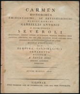 1816 Nemeskéri Kiss Pál (1793-1847): Carmen Honoribus Eminentissimi, Ac Reverendissimi Domini Domini Gabrielis Antonii E - Sin Clasificación