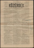 1897 Ujpest A Közérdek C. újság 12. Száma - Sin Clasificación