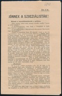 1898 Szociáldemokrata Szórólap 4 P. - Sin Clasificación