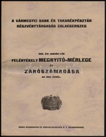 1925 A (zala) Vármegyei Bank és Takarékpénztár Rt  Megnyitó Mérlege és Zárószámadása 12 P - Zonder Classificatie