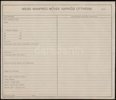 Cca 1930 A Weiss Manfréd Művek Napközi Otthona Szociális Intézményi Felvételi Karton, Nagy Méretű, Kitöltetlen, Jó állap - Zonder Classificatie