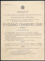 1935 Ferenc József Tudományegyetem évzáró Meghívója - Non Classificati