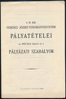 1935 Ferenc József Tudományegyetem Pályázati Szabályok - Non Classificati