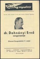 1935 Dr. Dohnányi Ernő Zongoraestélye. Hangverseny Prospektus Reklámokkal 12p. - Non Classificati