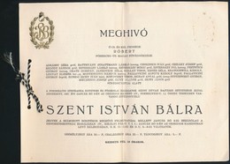 1937 Meghívó A Róbert Főherceg Fővédnöksége Alatt álló Szent István Bálra - Non Classificati