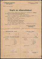 1945 A Fasiszták Által Elhurcoltakat Segítő Bizottság Segítségkérő Nyomtatványa / űrlapja - Zonder Classificatie