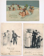 * 3 Db RÉGI újévi üdvözlőlap Kéményseprőkkel / 3 Pre-1945 Greeting Motive Postcards With Chimney Sweepers - Zonder Classificatie
