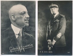 ** 2 Db RÉGI Olasz Híres Ember Motívumlap / 2 Pre-1945 Italian Famous People Motive Postcards: Gabriele D'Annunzio, Ital - Zonder Classificatie