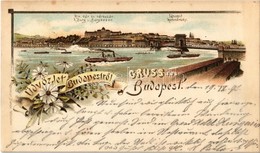 T2 1893 (?) Budapest, Királyi Vár és Várbazár, Lánchíd. Ottmar Zieher Floral, Litho - Ohne Zuordnung