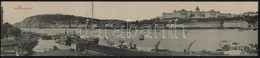 T3 1910 Budapest, Pesti Rakpart, Királyi Vár, Citadella. 3-részes Kinyitható Képeslap / 3-tiled Folding Panoramacard (sz - Zonder Classificatie