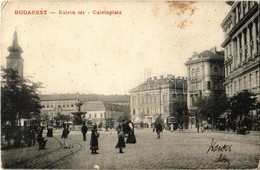 T2/T3 1905 Budapest VIII. Kálvin Tér, Templom, Szökőkút, Villamos - Ohne Zuordnung