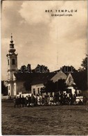 T2 1929 Drávapalkonya, Református Templom, Hívők Vasárnapi Ruhában. Pozsegovits Gy. Photo + Beremend-Pécs 188. Vonat Bél - Non Classificati