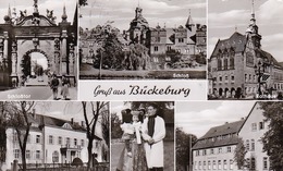 AK Gruß Aus Bückeburg - Mehrbildkarte - Werbestempel Bundes-Hausfrauen-Ausstellung Hannover 1964 (43183) - Bückeburg