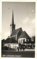 T2/T3 Dés, Dej; Református Templom, Kerékpáros / Calvinist Church, Man On Bicycle + 1940 Dés Visszatért So. Stpl. (EK) - Non Classificati