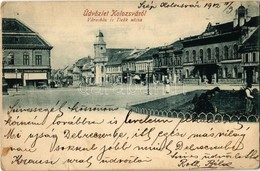 T2/T3 1902 Kolozsvár, Cluj; Városháza és Deák Utca, Tamási Tamás és Fia, Stief Jenő és Társa üzlete, Kávéház, Evangéliku - Ohne Zuordnung