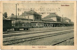 T3 Szatmárnémeti, Satu Mare; Vasútállomás, Vagonok / Gara / Railway Station With Wagons + '1940 Szatmárnémeti Visszatért - Non Classificati