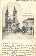 T3 1901 Temesvár, Timisoara; Római Katolikus Templom, Kiadja J. Raschka / Church (vágott / Cut) - Zonder Classificatie