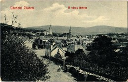 T3 1912 Zilah, Zalau; Látkép, Templomok. W. L. Bp. 2331. Kiadja A 'Szövetség' Könyvnyomda / General View With Churches ( - Zonder Classificatie