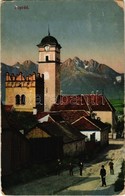 T2/T3 Poprád (Tátra, Vysoké Tatry); Utca, Templom, Csonka Torony. Feitzinger Ede 220. / Street, Church, Tower (EK) - Non Classificati