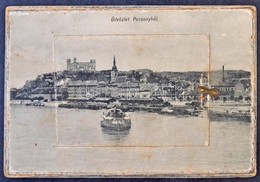 ** T2/T3 ~1900 Pozsony, Pressburg, Bratislava; Bediene Dich Allein. Vastag Fa Leporellolap / Thick Wooden Leporellocard  - Zonder Classificatie