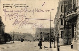 T2 1914 Pozsony, Pressburg, Bratislava; Grasalkovits Tér, Villamos / Square, Tram - Zonder Classificatie