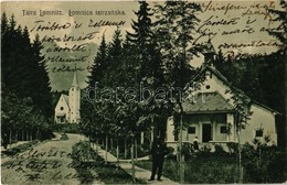 T3 1910 Tátralomnic, Tatranská Lomnica; Evangélikus Templom, Nyaraló / Church, Villa (fa) - Ohne Zuordnung