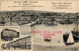 * T2/T3 1910 Fiume, Rijeka; Grand Hotel Europe (Fl. Rossbacher), Hotel Central Troccoli In Spalato, Hotel Bristol In Zar - Non Classés