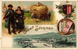 ** T2/T3 Linz, Cacao Suchard. Ober-Oesterreich / Chocolate Advertisement, Folklore. Art Nouveau, Litho (fl) - Ohne Zuordnung