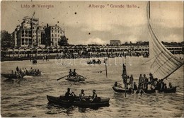 ** T1/T2 Venezia, Venice; Lido Di Venezia, Albergo Grande Italia / Beach, Hotel, Boats. Advertisement On The Backside - Unclassified