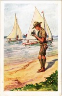 ** T3 Vízi Cserkészek. Rigler József Ede Cserkész Művészlap 8001. / Hungarian Scout Art Postcard (apró Lyuk / Tiny Pinho - Zonder Classificatie