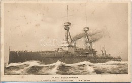 ** T2/T3 HMS Bellerophon, Bellerophon-class Battleship Of The Royal Navy. Emb. (crease) - Zonder Classificatie