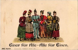 ** 4 Db Régi Német Humoros Motívumlap / 4 Pre-1945 German Humor Motive Cards - Zonder Classificatie