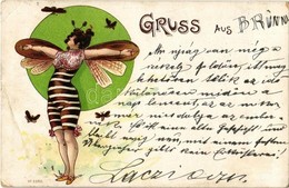 T2/T3 1900 Moth Lady. Art Nouveau. No. 2985. Litho  (EK) - Unclassified