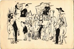 ** T2/T3 1931 Accademia D'Ungheria Karácsony / MTA Karácsonyi Humoros Reklámlapja / Caricatures Of The Hungarian Academy - Non Classificati