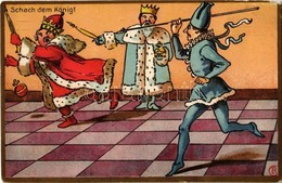 T2/T3 Schach Dem König! Verlag Robert Schmidt, Schicks Hofbuchhandlung / Chess Art Postcard (kopott Sarok / Worn Corner) - Non Classés