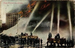 * T3/T4 1911 High Pressure In Action, American Firefighters. Success Postal Card Co. Pubs. New York 1075. (fa) - Sin Clasificación