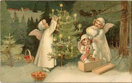 ** T2/T3 Children Christmas Greeting Art Postcard.  Litho (EK) - Unclassified