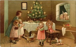 ** T2/T3 Children Christmas Greeting Art Postcard.  Litho (EK) - Unclassified