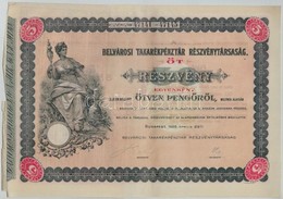 Budapest 1926. 'Belvárosi Takarékpénztár Részvénytársaság' öt Részvénye Egyben 250P-ről (4x), Sorszámkövetők, Szárazpecs - Zonder Classificatie