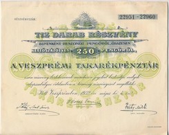 Veszprém 1932. 'Veszprémi Takarékpénztár' Részvénye 250P-ről, Szelvényekkel és Szárazpecséttel T:II - Ohne Zuordnung