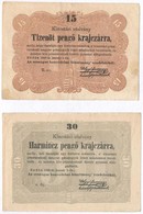 1849. 15kr + 30kr 'Kossuth Bankó' T:III - Sin Clasificación