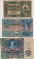 1913-1920. 10db-os Vegyes Magyar Korona Bankjegy Tétel T:III-IV - Unclassified