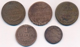 1816-1859. 5db Klf Magyar és Osztrák Verdejelű Rézkrajcár, Közte 1816G 1kr Cu T:2-,3 - Ohne Zuordnung