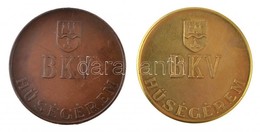 ~1970. 'BKV Hűségérem' Aranyozott Br érem Dísztokban (36mm) + 'BKV Hűségérem' Br érem Dísztokban (36mm) T:1- - Ohne Zuordnung