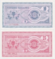 Macedónia 1992. 10D + 25D T:I,I-
Macedonia 1992. 10 Dinara + 25 Dianra C:UNC,AU
Krause 1.a, 2.a - Non Classificati