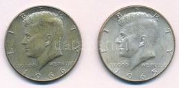 Amerikai Egyesült Államok 1965-1966. 1/2$ Ag 'Kennedy' (2x) T:1-,2 
USA 1965-1966. 1/2 Dollar Ag 'Kennedy' (2x) C:AU,XF - Zonder Classificatie