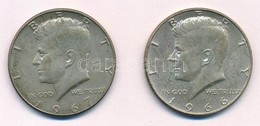 Amerikai Egyesült Államok 1966-1967. 1/2$ Ag 'Kennedy' (2x) T:1-,2 
USA 1966-1967. 1/2 Dollar Ag 'Kennedy' (2x) C:AU,XF - Zonder Classificatie