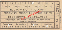 Billet De Transport Capri - Italie  - Pour Funiculaire Et Autobus  - Années 60 - Europa